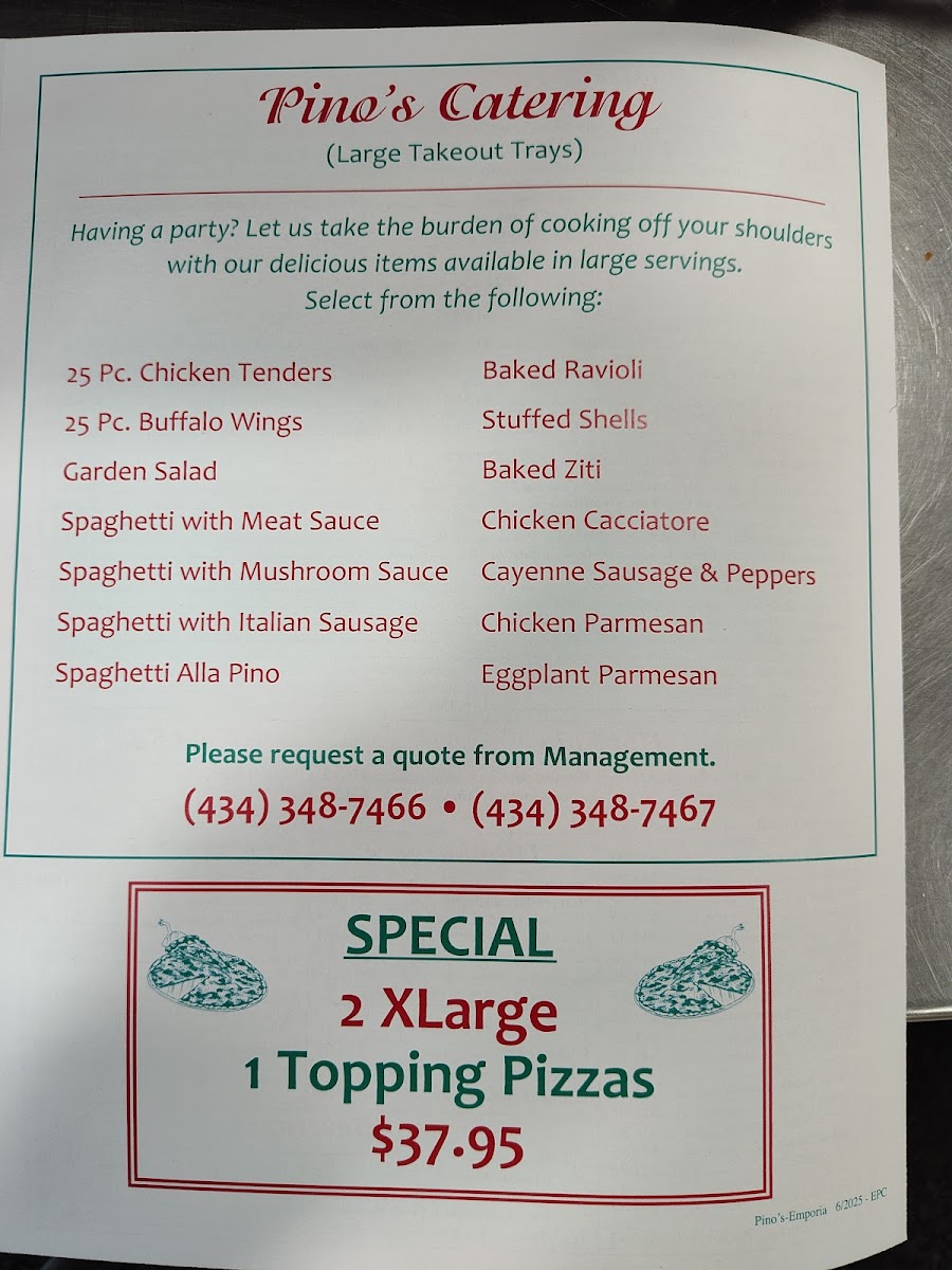 Pino's Pizza & Italian Menu - Image 1