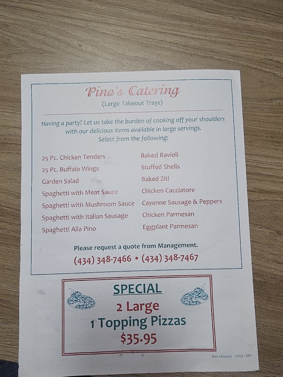 Pino's Pizza & Italian Menu - Image 3
